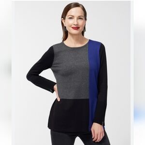 NWT Chicos Colorblock Tunic Sweater Zipper Pullover
